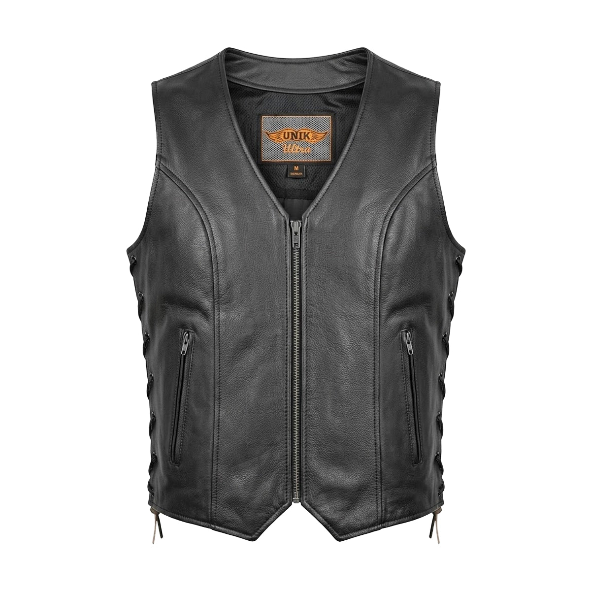 Mae - Women's Zippered Leather Motorcycle Vest