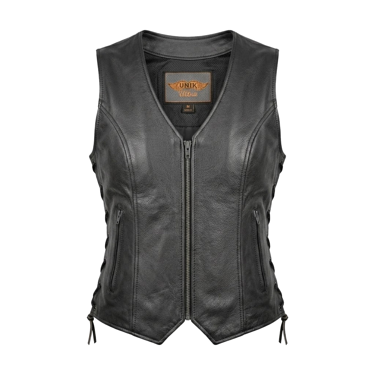 Mae - Women's Zippered Leather Motorcycle Vest