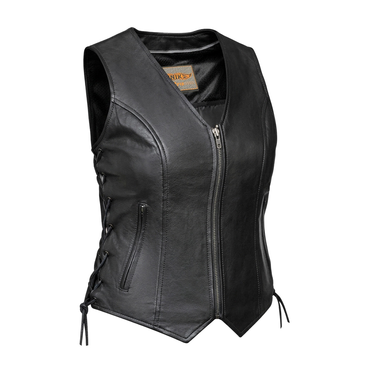 Mae - Women's Zippered Leather Motorcycle Vest