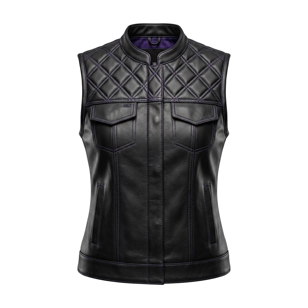 Mauve - Women's SOA Club Style leather Motorcycle Vest