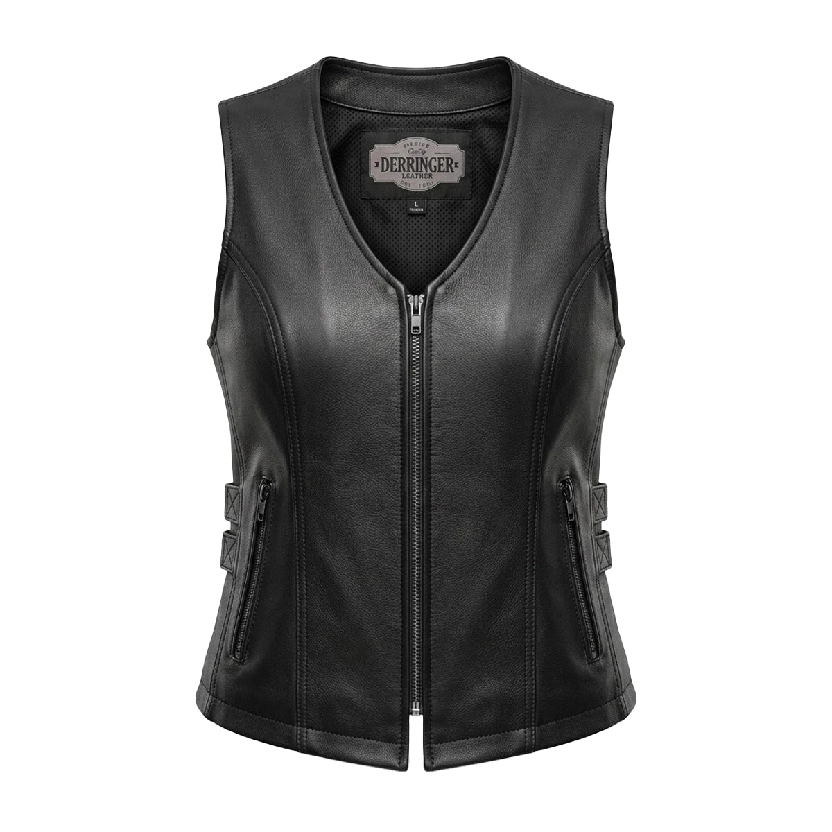 Midnight Cowgirl - Women's Lambskin Leather Motorcycle Vest
