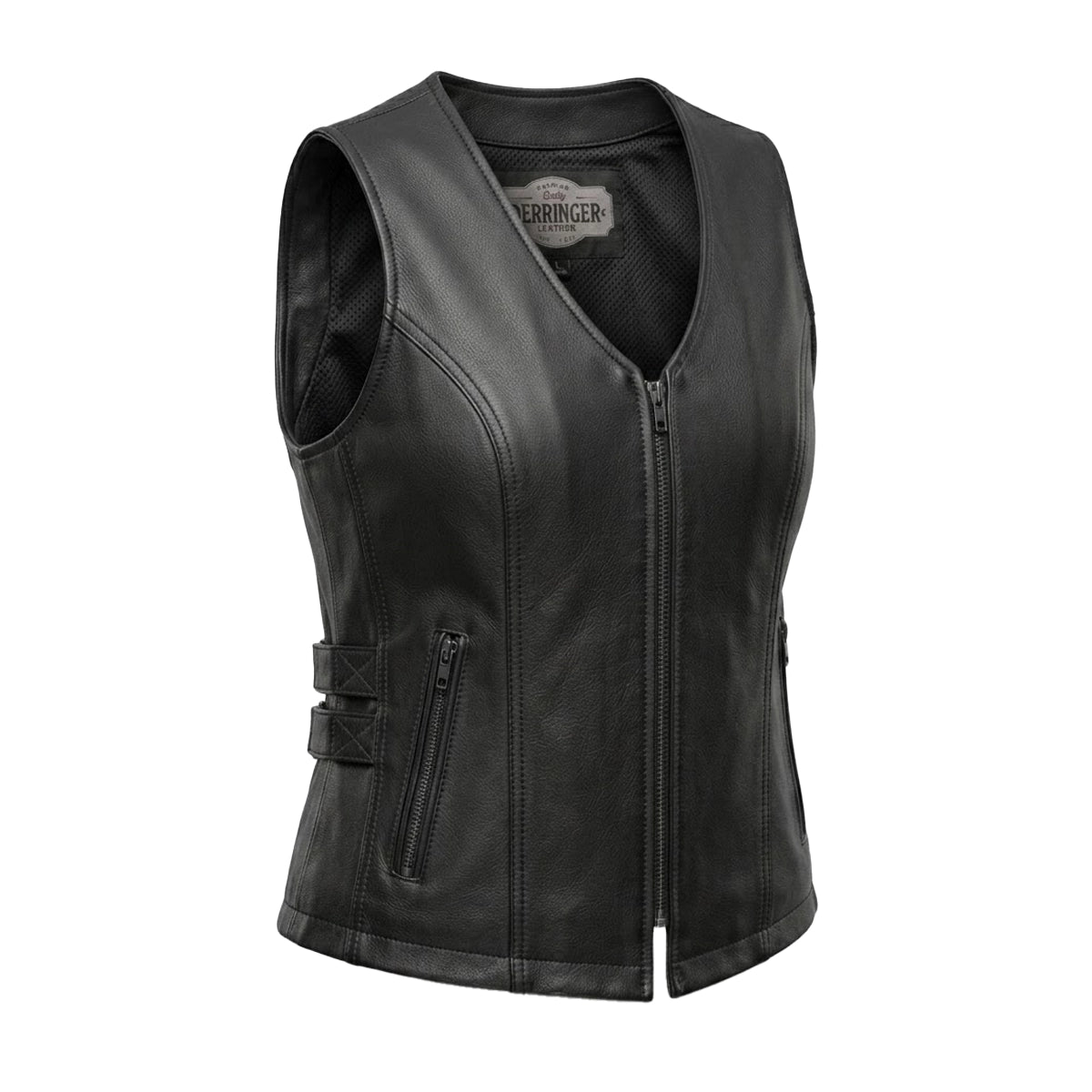 Midnight Cowgirl - Women's Lambskin Leather Motorcycle Vest