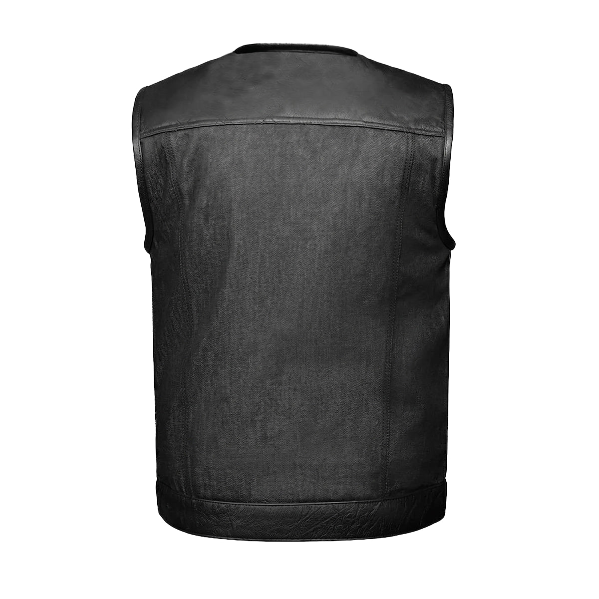 Hybrid No Collar Black – Men’s Denim and Leather Club Vest