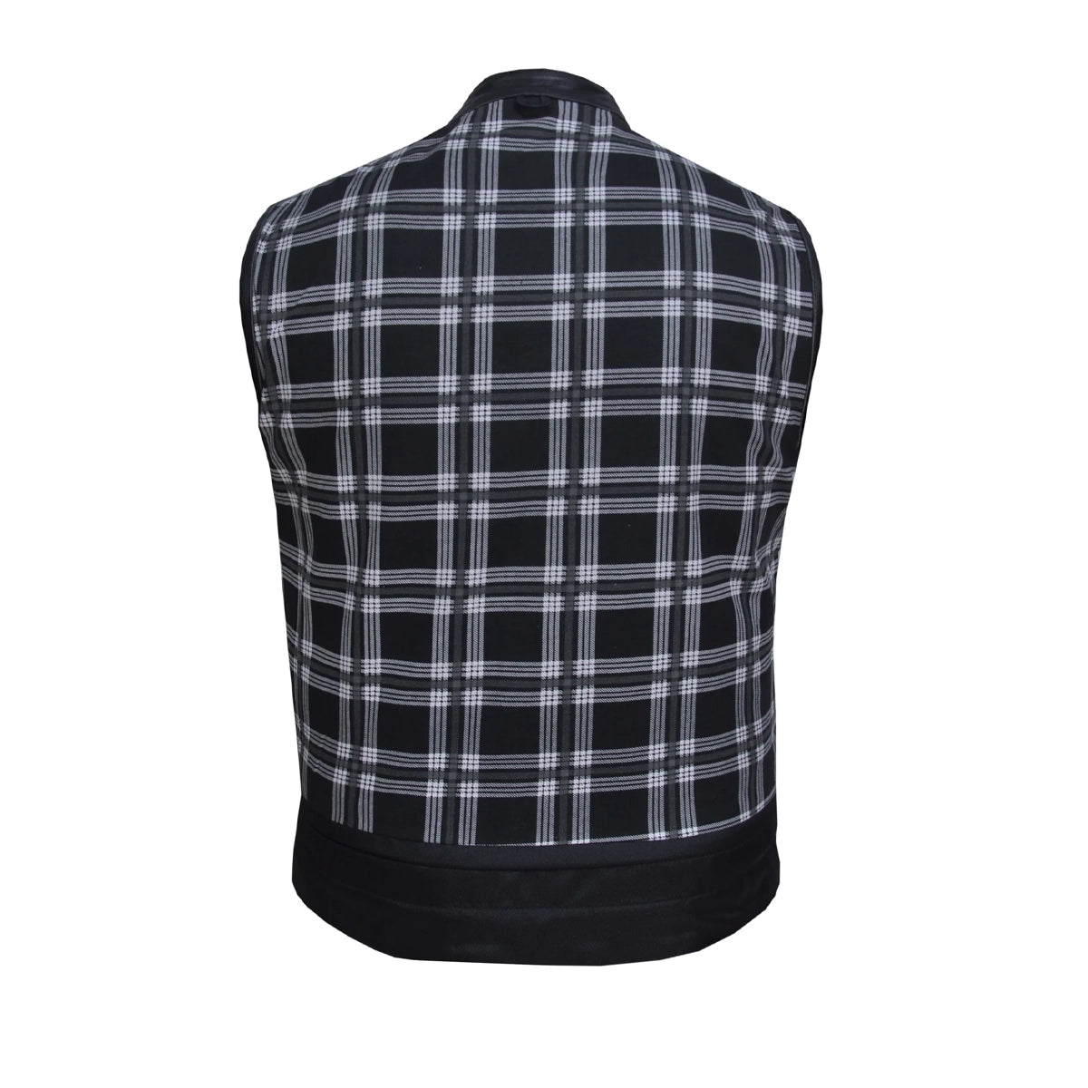 Mens Black and White Flannel Liner Club Vest - Black