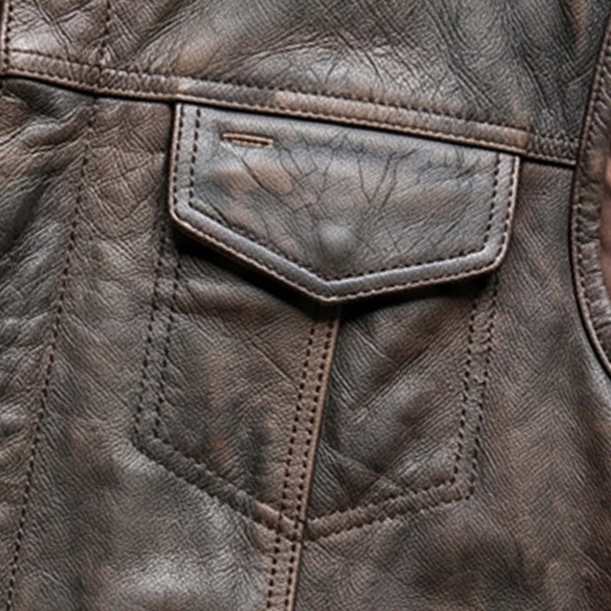 Spearfish - Men's Club Style Leather Motorcycle Vest (Brown)