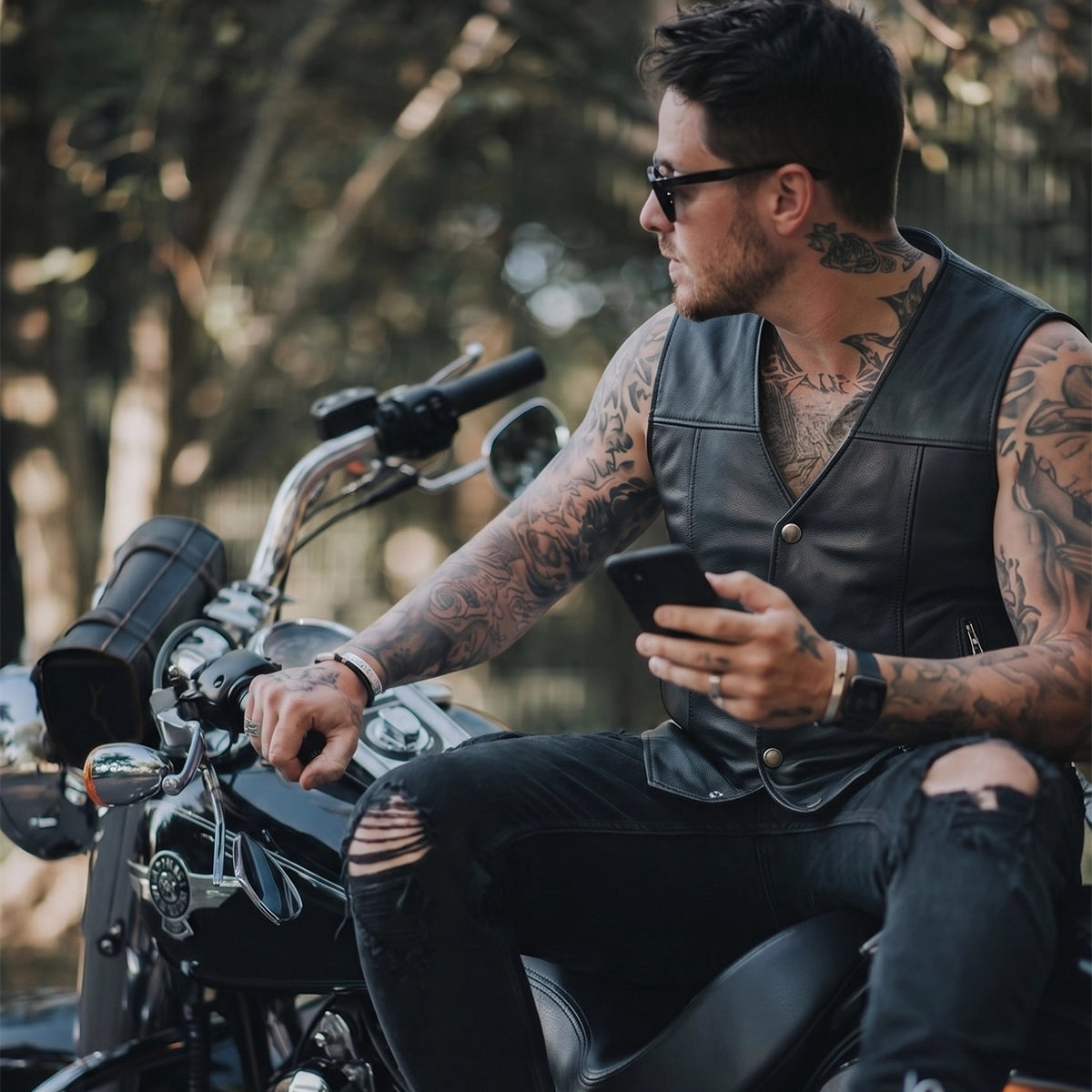 Santa Fe - Men's Premium Leather Motorcycle Vest