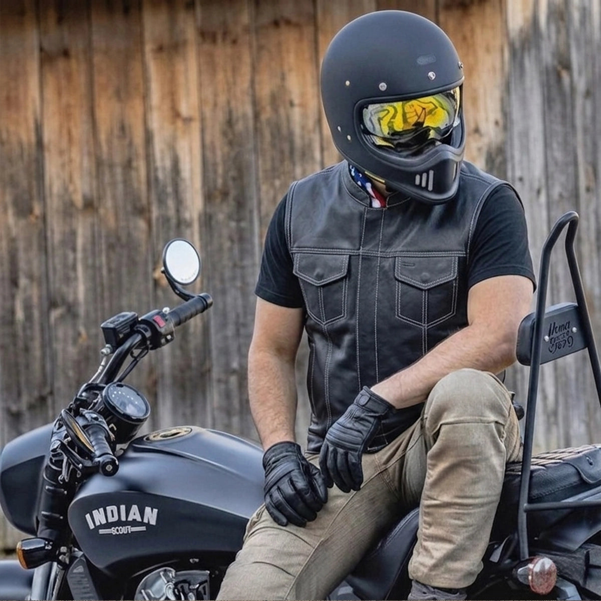 Texan - Men's Texas Flag Club Style Leather Motorcycle Vest