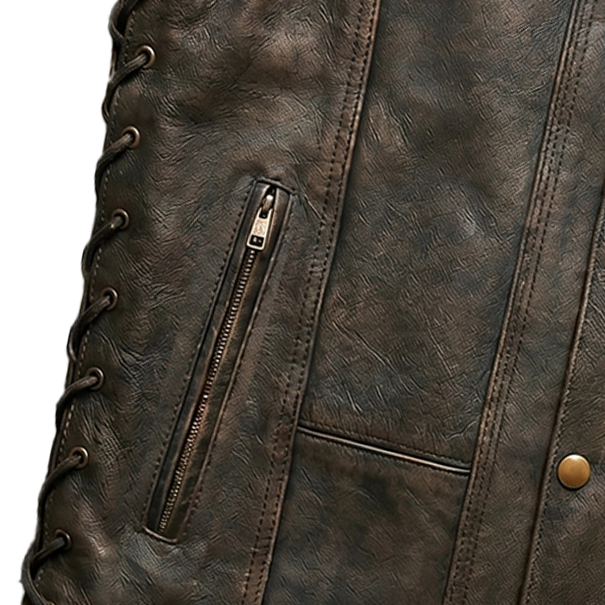 Toas - Men's Motorcycle Leather Vest (Brown)