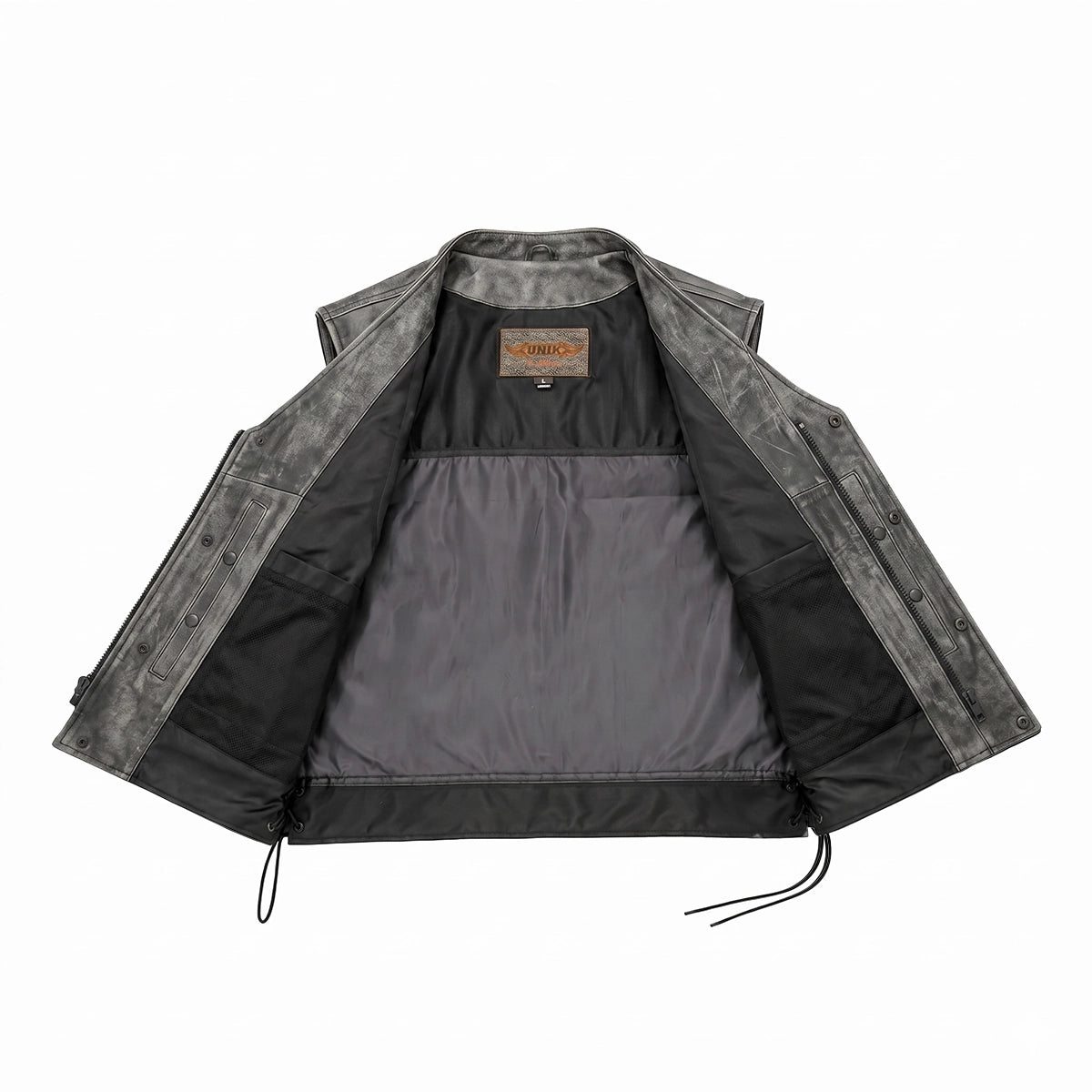Tombstone - Men's Motorcycle Leather Vest (Gray)