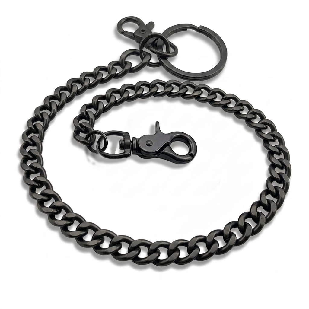 Curb Link 18-Inch Black Wallet Chain