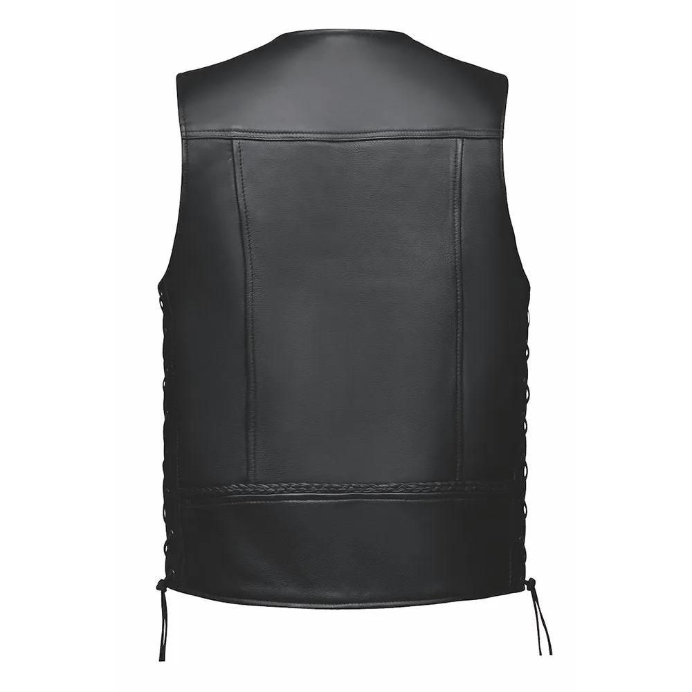 black leather wrangler vest