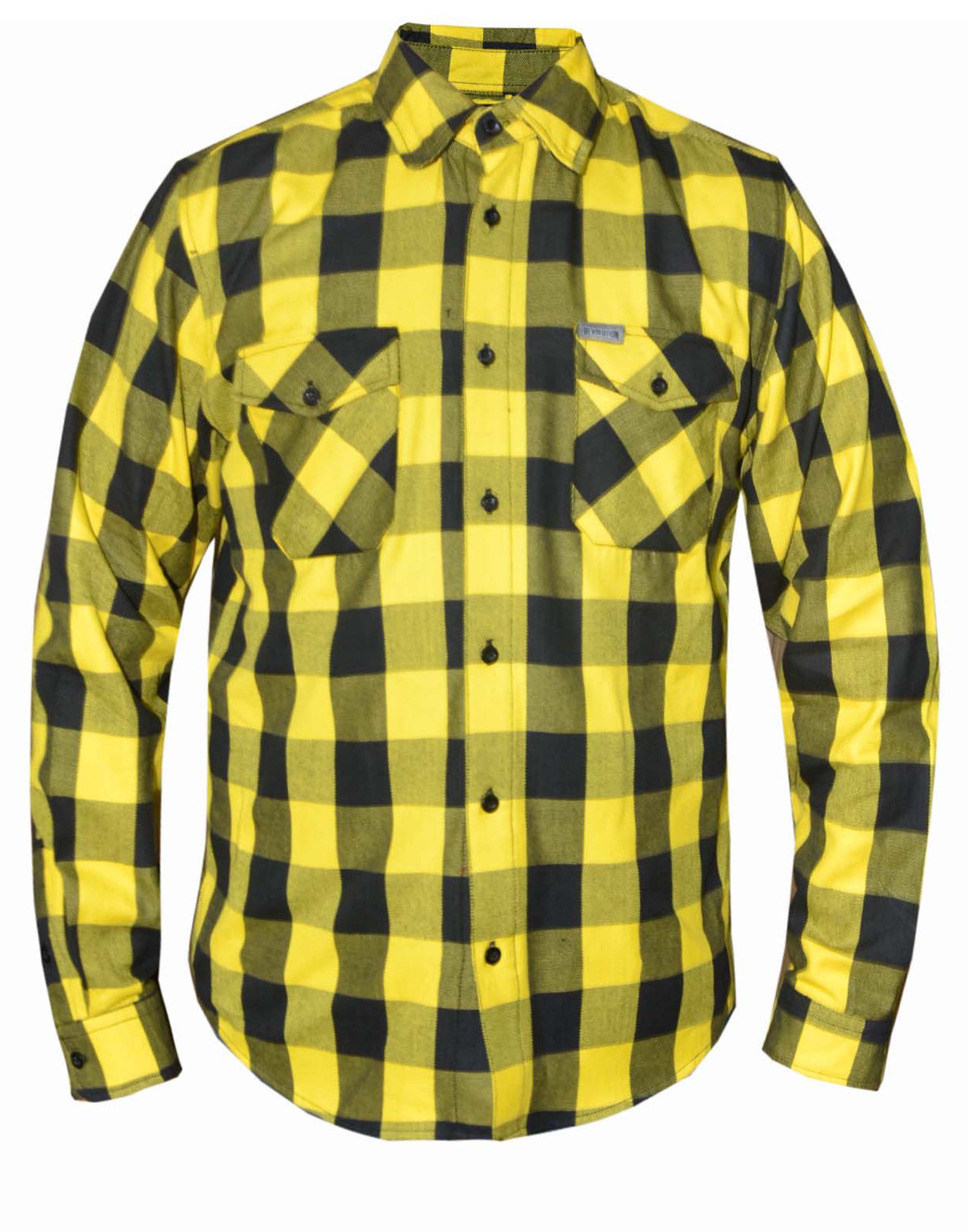 Yellow and black checked shirt for men
