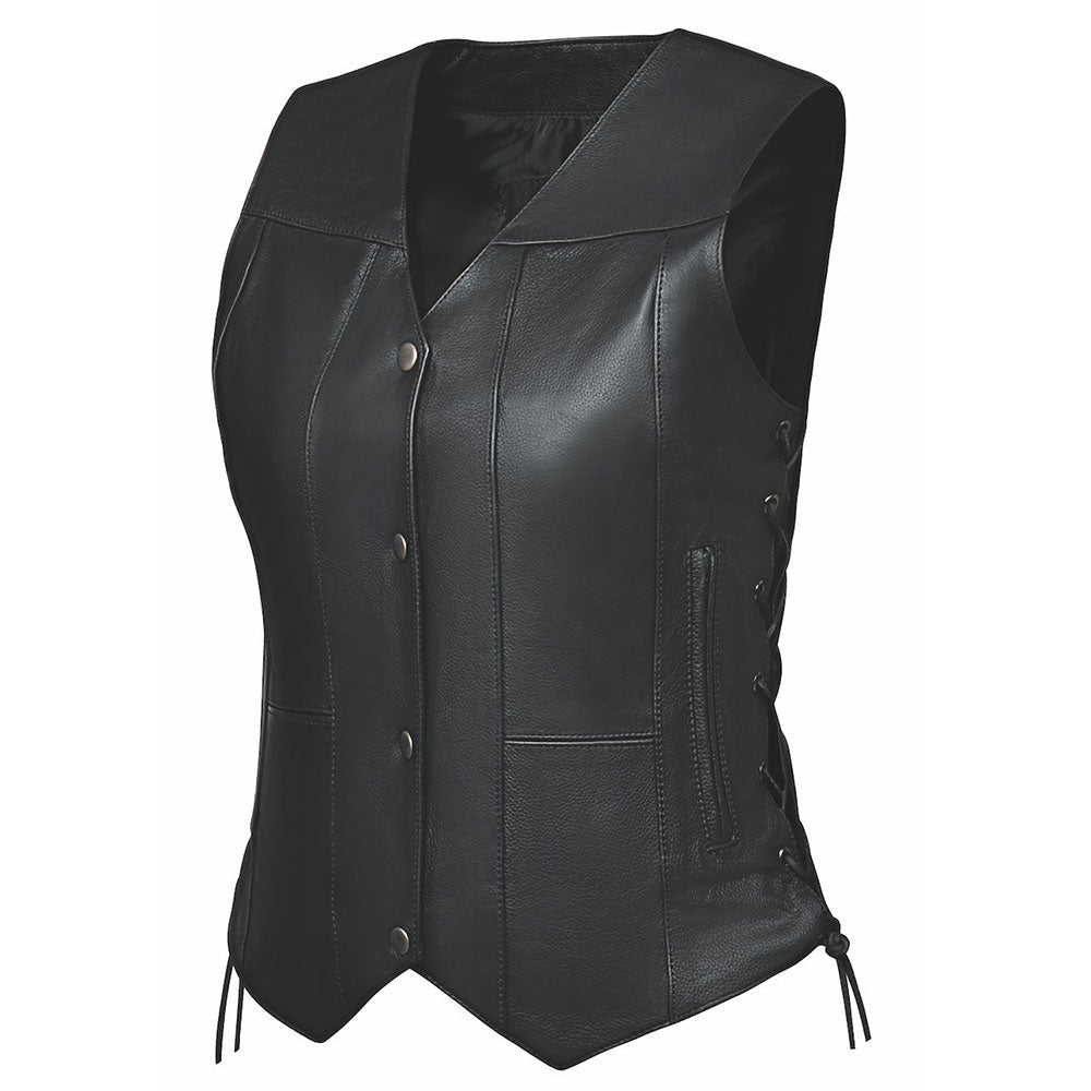 Soft cowhide leather construction for a luxurious feel and durability
Sleek black color for versatility
Four exterior pockets for easy access to essentials