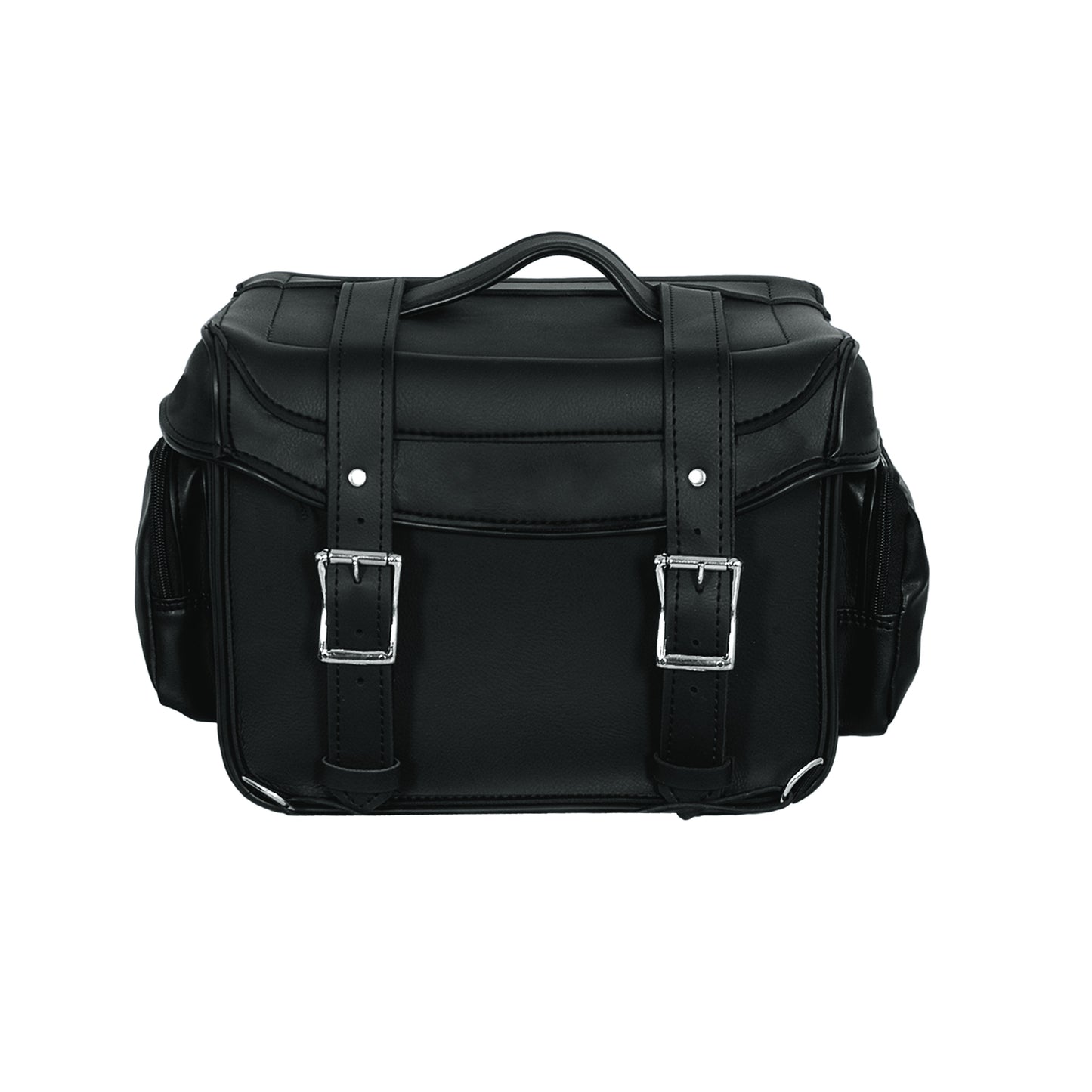 large leather bag with buckles