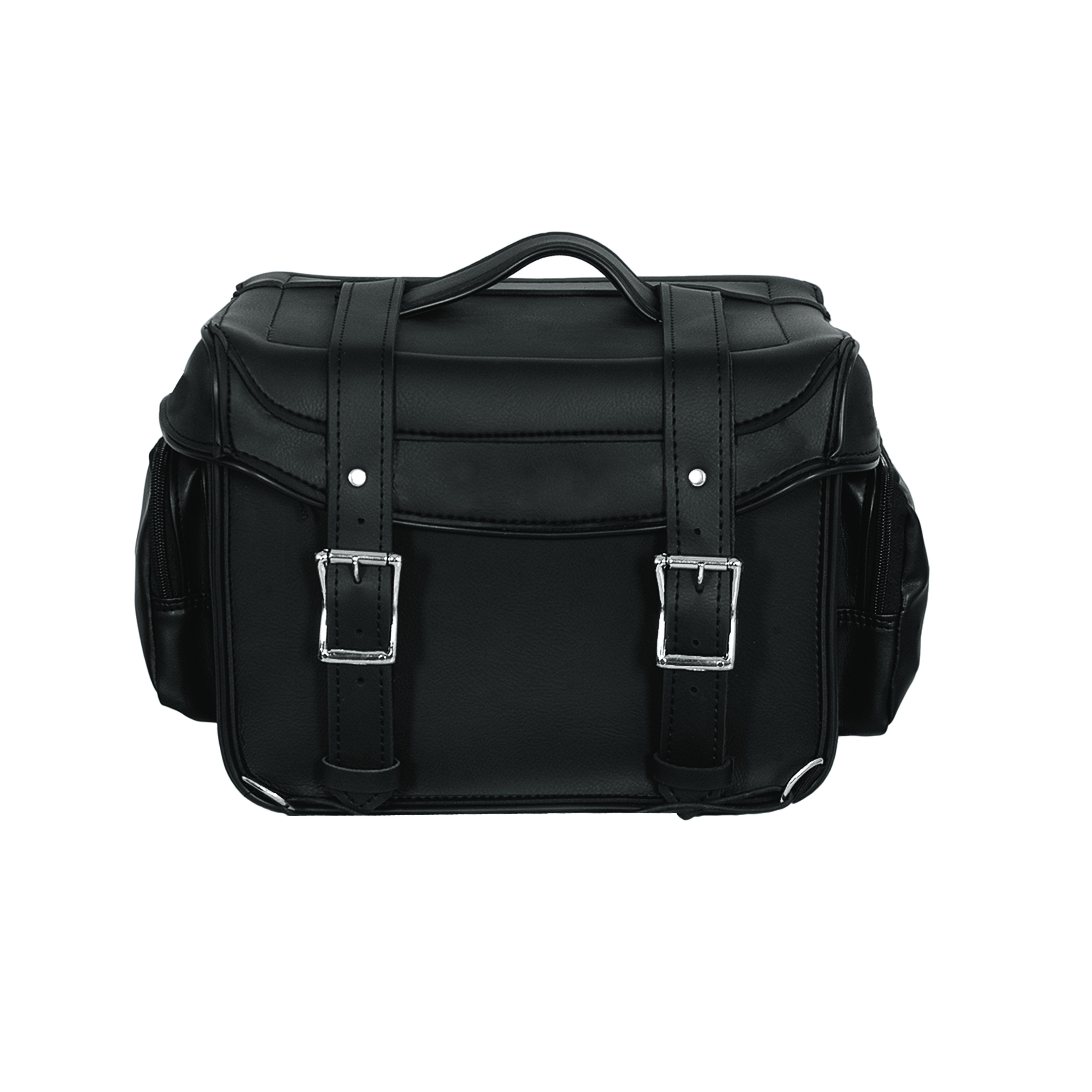 large leather bag with buckles