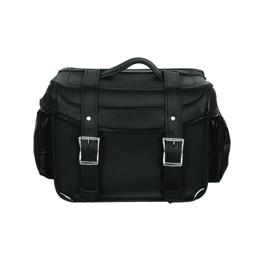 large leather bag with buckles