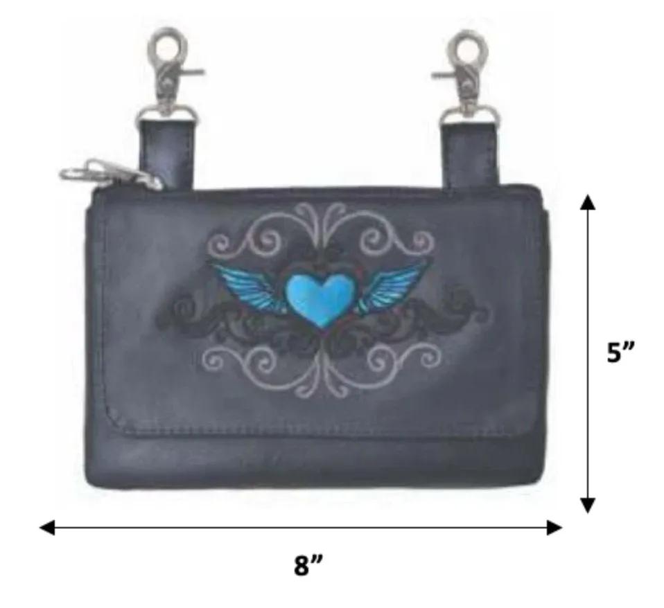 Blue Modern Rider Cowhide Leather Clip-On Bag - Unik International Inc