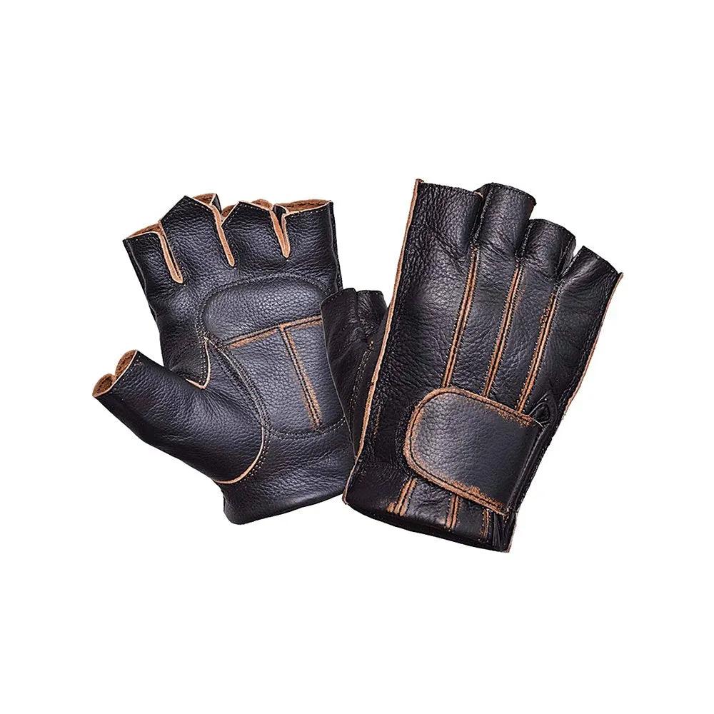 8134.ABR - Mens Fingerless Leather Gloves - Unik International Inc