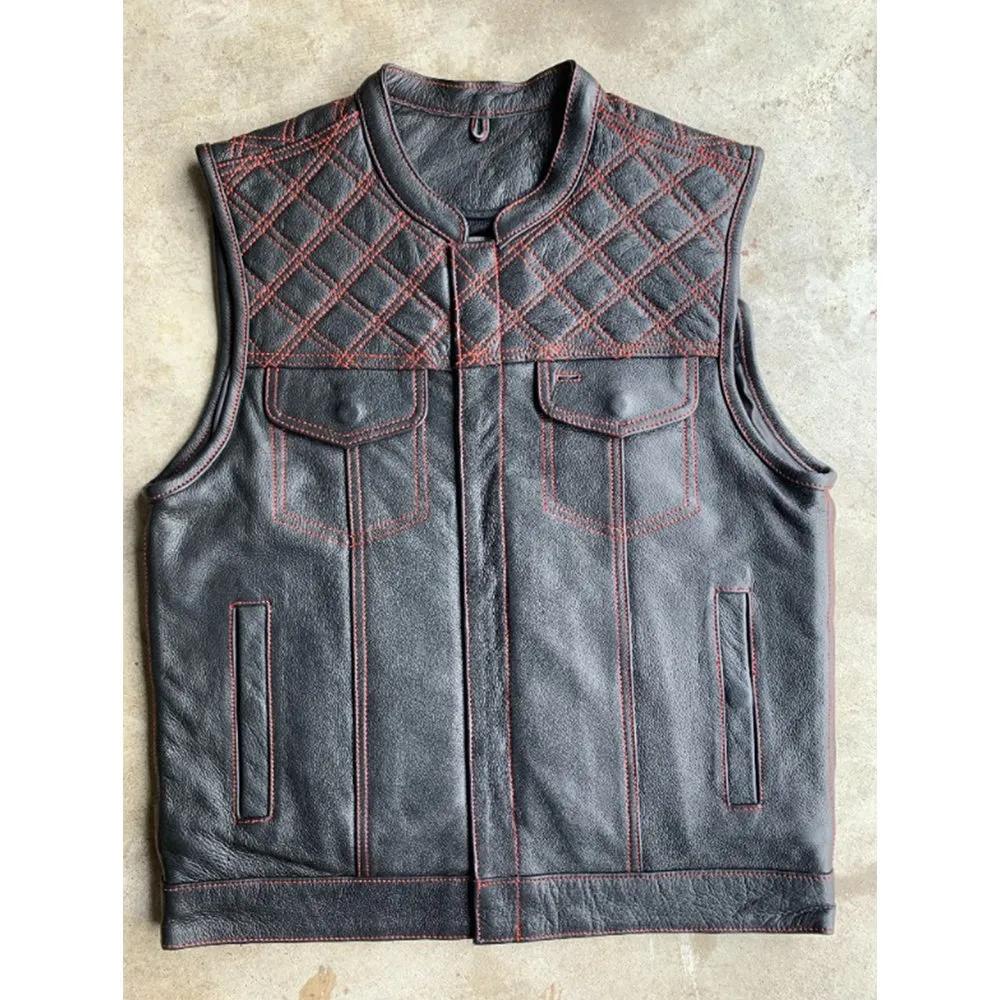 Red Diamond - Unik Mens Premium Leather Diamond Stitch Club