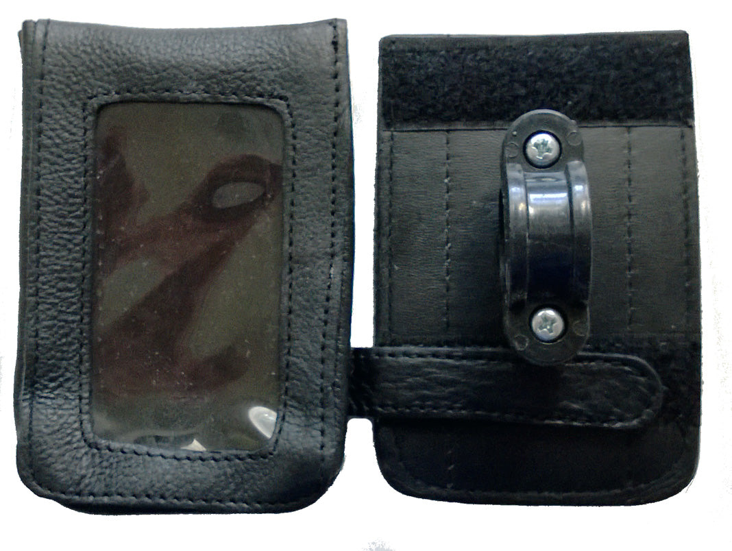 Black leather phone case with clip