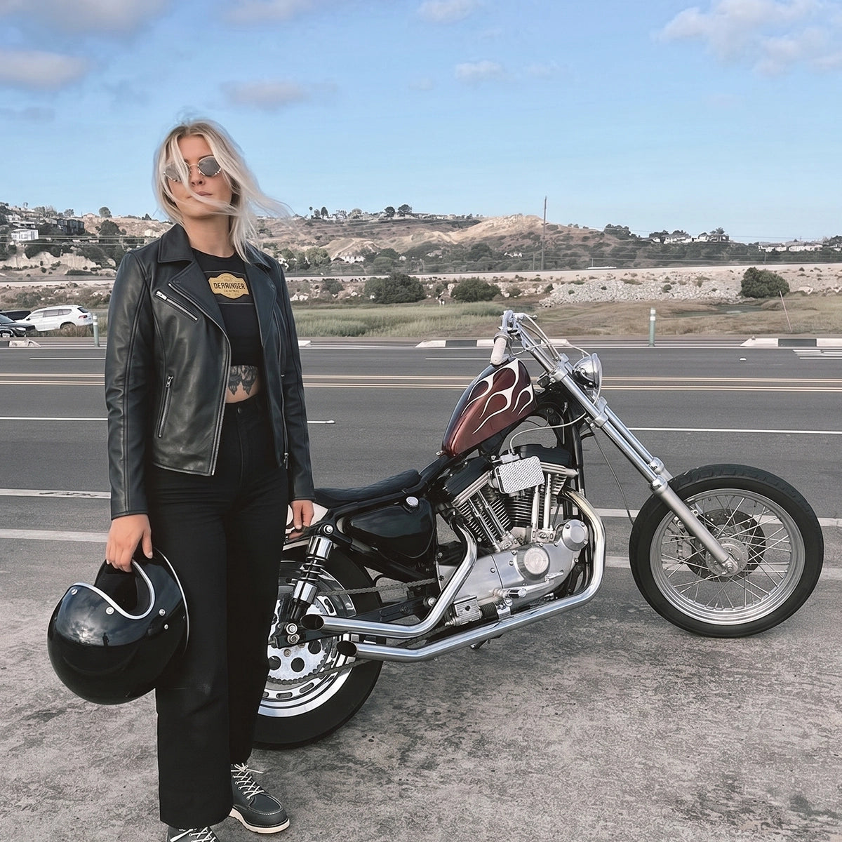 Midnight Star - Women's Lambskin Leather Motorcycle Jacket