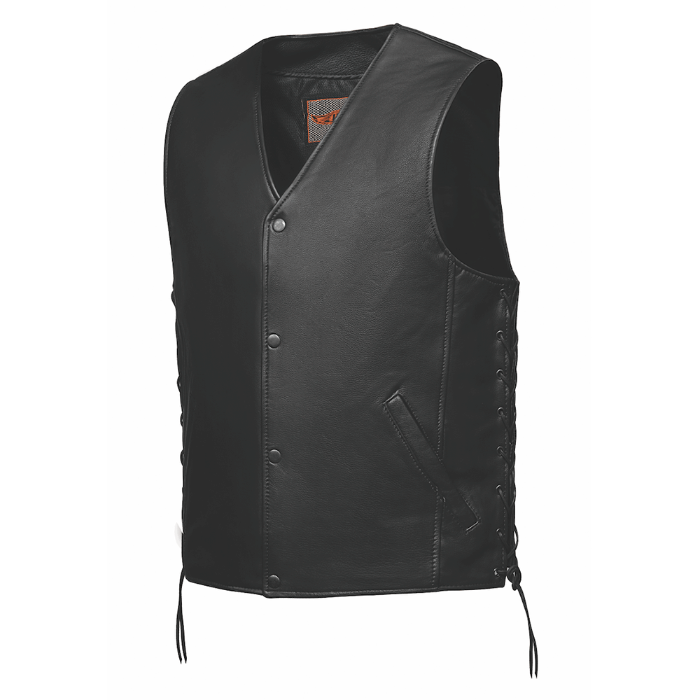 Made from cowhide leather, it includes two exterior slash pockets, two inside concealed carry pockets, black hardware for a polished look,