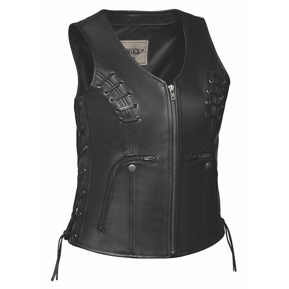  Designed by Unik Premium, known for quality craftsmanship, this vest features antique silver hardware and a classic black color, making it a versatile choice for various occasions.