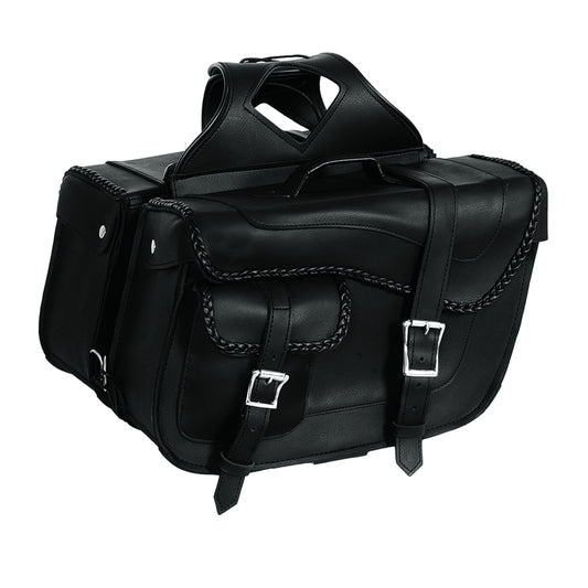 leather saddlebag with large compartments