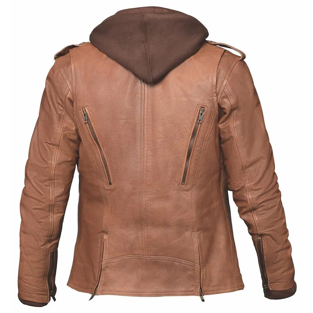 tan brown hooded jacket