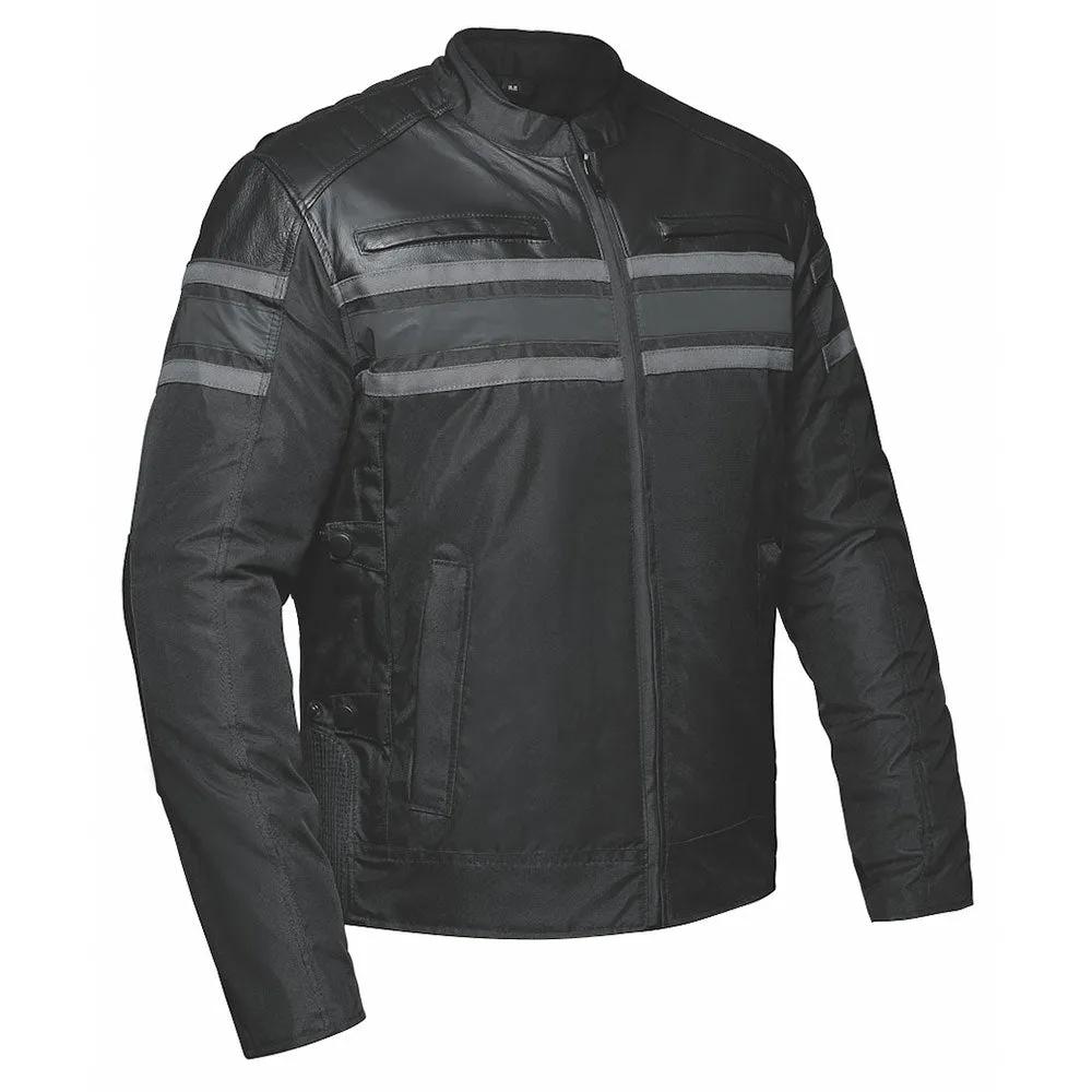 Crafted from a combination of textile and cowhide leather, this jacket is designed to offer durability and comfort in various environments. It features removable armor in the back, elbows, and shoulders for enhanced protection, making it ideal for motorcycle riders and outdoor enthusiasts.